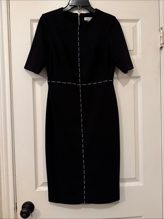 Calvin Klein Dresses & Skirts - Calvin Klein Black Midi Sheath Dress with Logo Piping